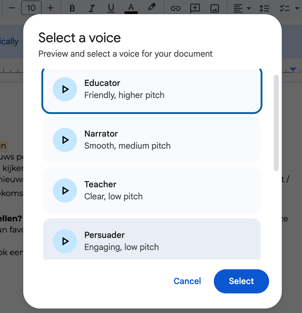 Wablieft? Probeer nu audioversies van uw Google Documents!