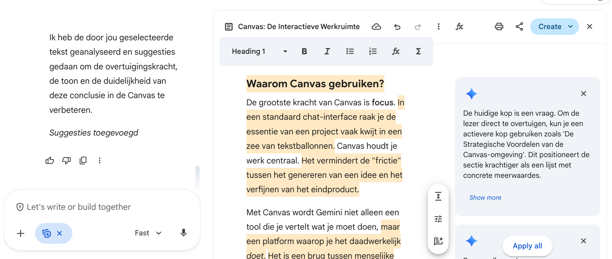 Nieuw in Gemini: yes we Canvas!