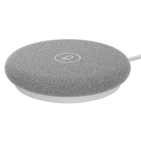 Google Meet Rally Mic Pod 2 microfoonpod, wit met bovenlogo en zichtbare kabel